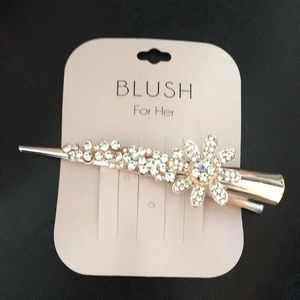 New Elegant Blush Crystal & Floral Hair Clip